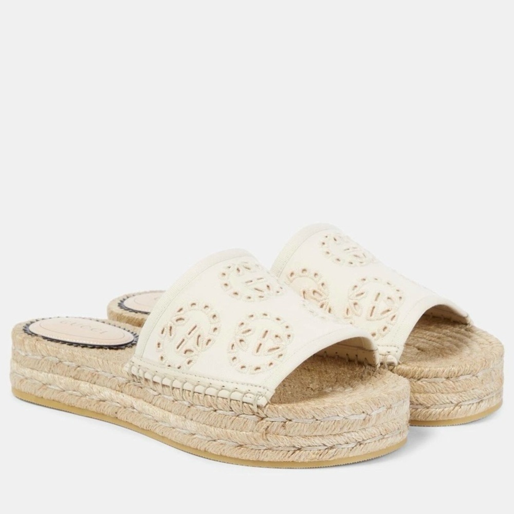 Gucci Greggio/Raw Nat/Ivoi Cream Platform Slide Sandals - Picture 2 of 13